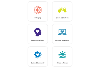 Meaningful Connections Package: Belonging, Cheers & Check-Ins, Psychological Safety, Nurturing Workplaces, Culture & Community, and Reflect & Refresh.
